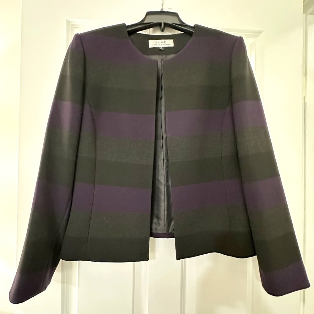 Tahari Arthur S. Levine Suit Jacket, Size 16, Purple Gray and Black NWOT